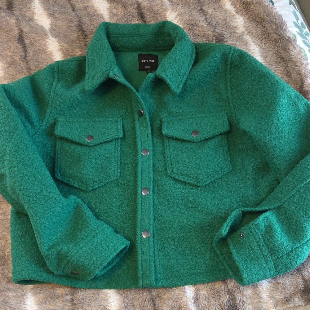 Emerald Green Button-Up Jacket